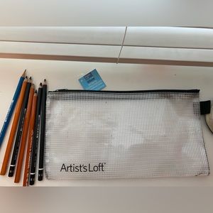 BRAND NEW PENCIL POUCH WITH CHARCOAL PENCILS